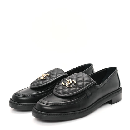 Chanel Lambskin Quilted CC Turnlock Loafers 40.5 Black 4 of 10