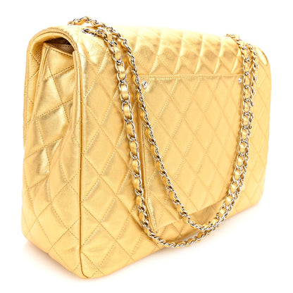 Chanel Metallic Lambskin Quilted XXL Travel Flap Bag Gold 3 of 10