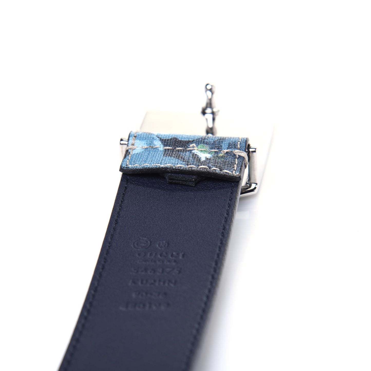 GG Supreme Monogram Blooms Plaque Belt 90 36 Blue