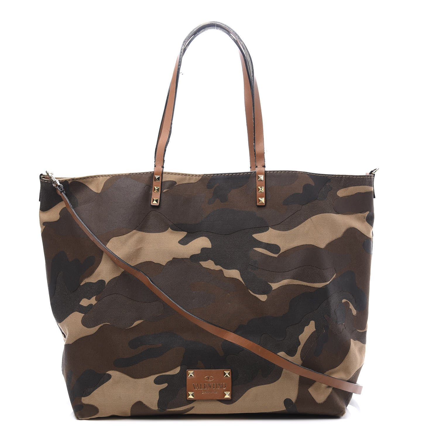 Valentino Garavani Canvas Camouflage Rockstud Reversible Tote 1 of 22