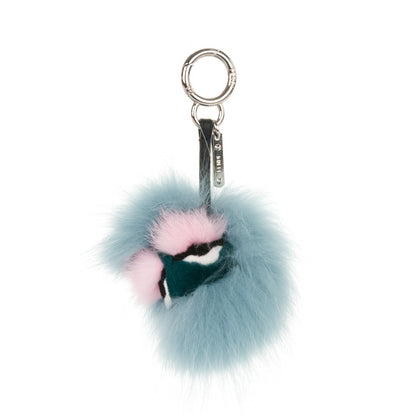 Fendi Fox Mink Rabbit Fur Vitello Flamingo Mini Monster Bag Bug Charm Lagoon Black Multicolor 1 of 3