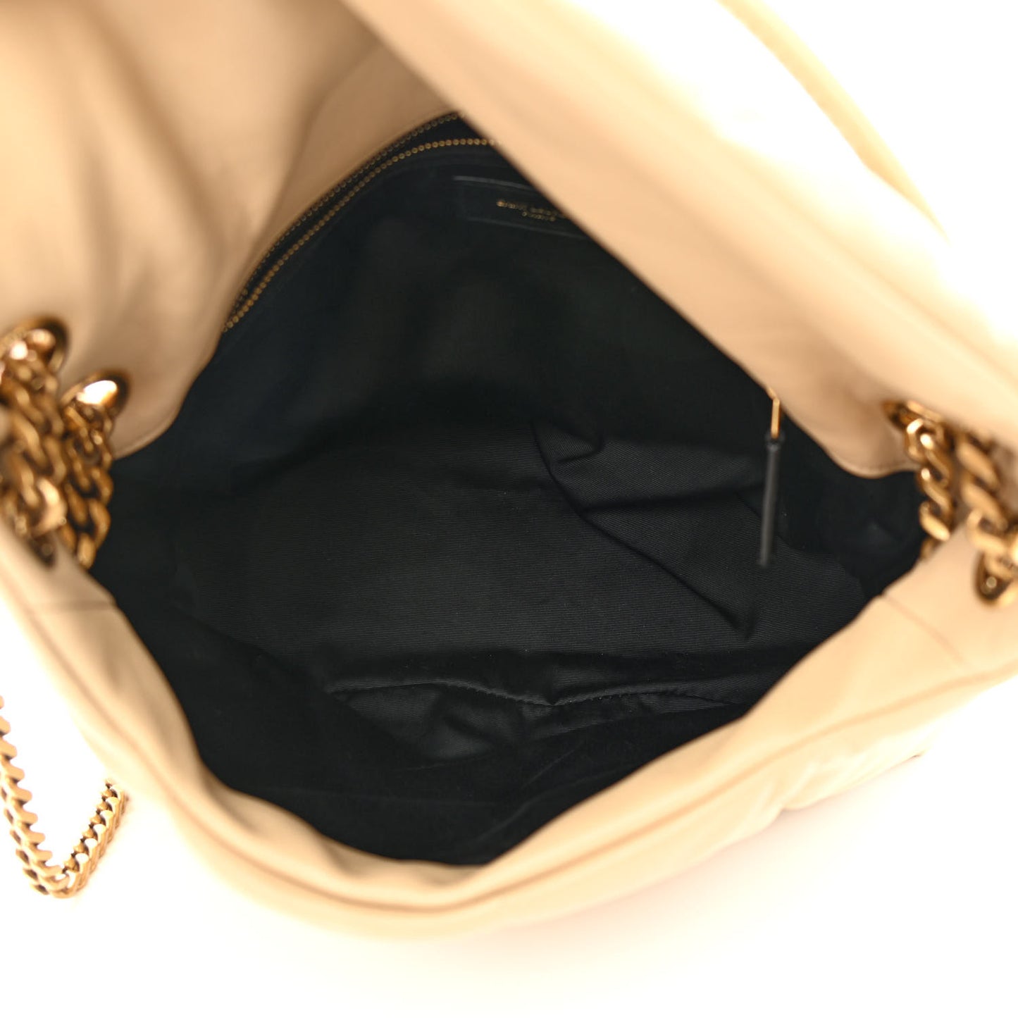 Lambskin Quilted Medium Loulou Puffer Monogram Chain Satchel Dark Beige