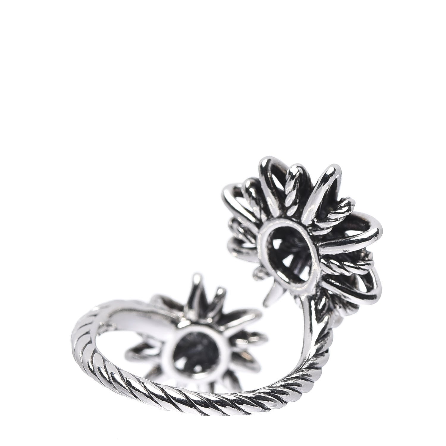 David Yurman Sterling Silver Diamond 28mm Open Starburst Ring 53 6.5 3 of 5