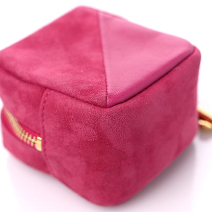 Saint Laurent Suede Lambskin Jaime Cube Charm Keychain Fuchsia 9 of 10