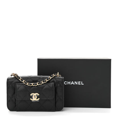 Chanel Caviar Quilted Pocket Twins Clutch With Chain Black 13 of 13
