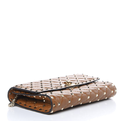 Valentino Garavani Nappa Rockstud Spike Wallet On Chain Bright Cognac 4 of 12