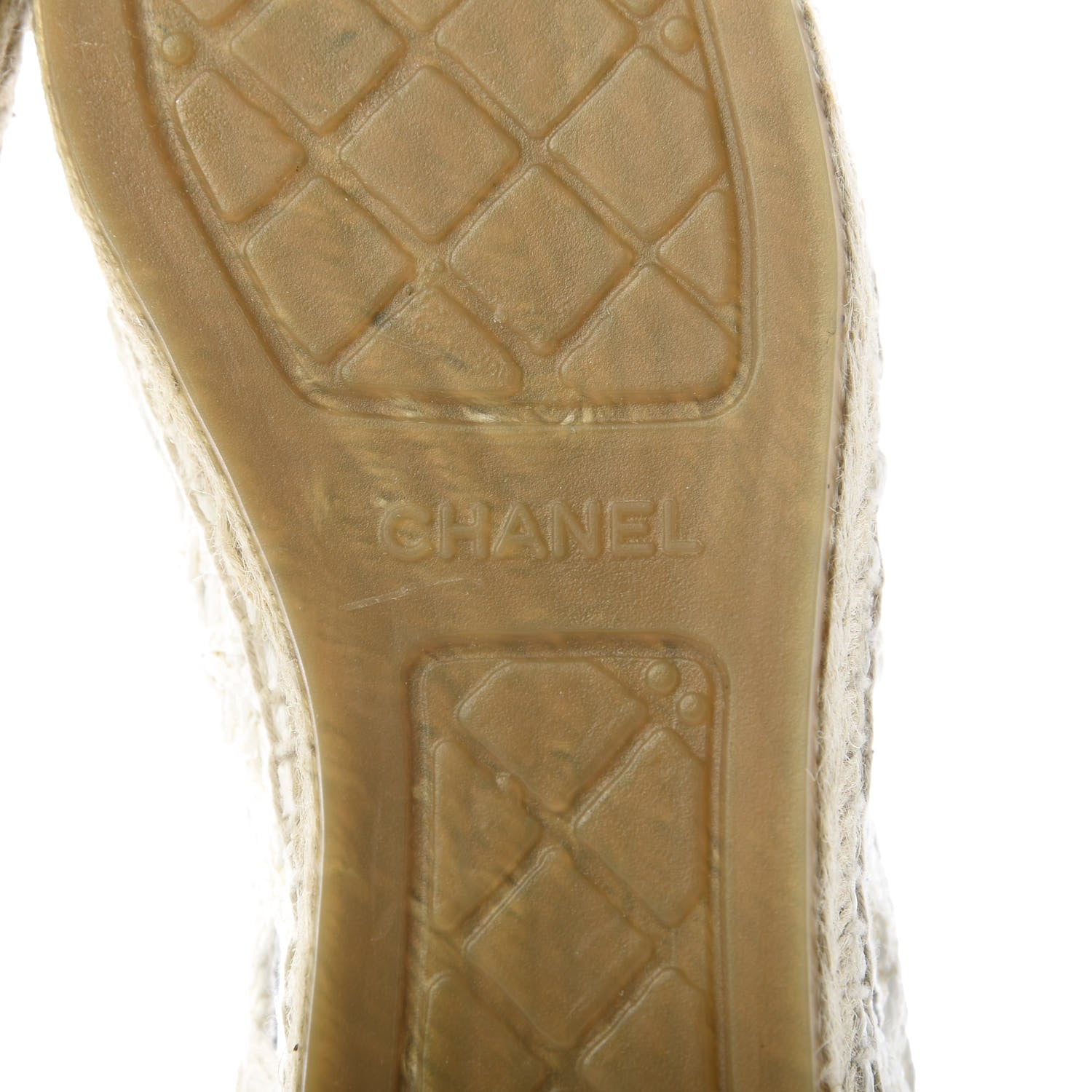 Chanel Woven Fabric Grosgrain CC Espadrilles 41 White Black 8 of 11