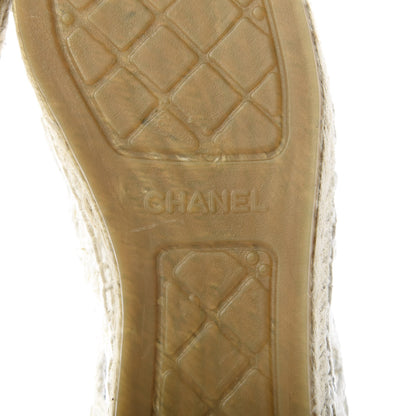 Chanel Woven Fabric Grosgrain CC Espadrilles 41 White Black 8 of 11