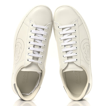 Gucci Calfskin Interlocking G Perforated Mens Ace Sneakers 8 White Grey Sky 2 of 10
