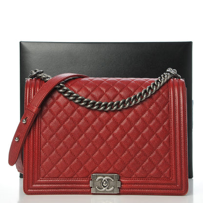 Chanel Caviar Quilted Large Boy Flap Dark Red 10 of 10