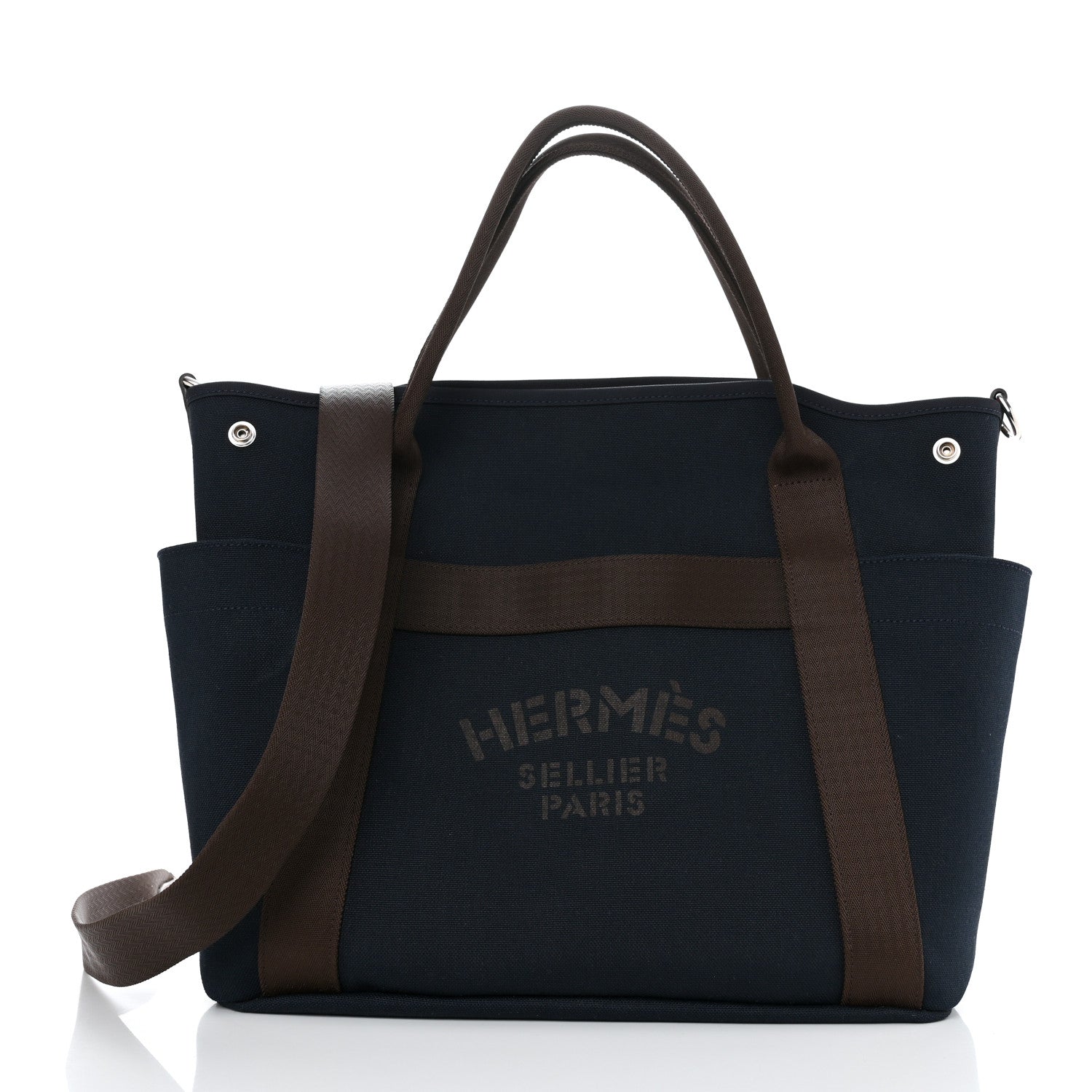 Hermes Toile Sac De Pansage Groom Bleu Navy Feu 2 of 14