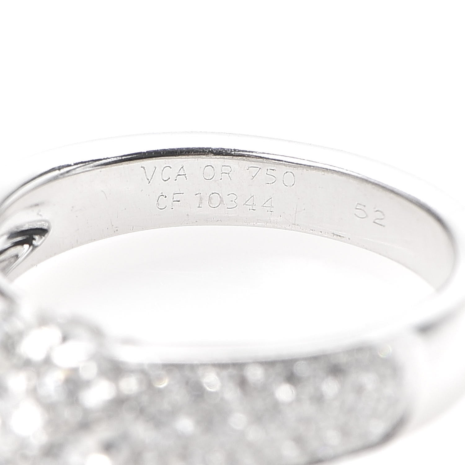 Van Cleef & Arpels 18K White Gold Diamond Fleurette Three-Row Ring 52 6 5 of 5