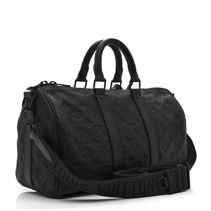 Louis Vuitton Monogram Taurillon Keepall Bandouliere 35 Black 3 of 9