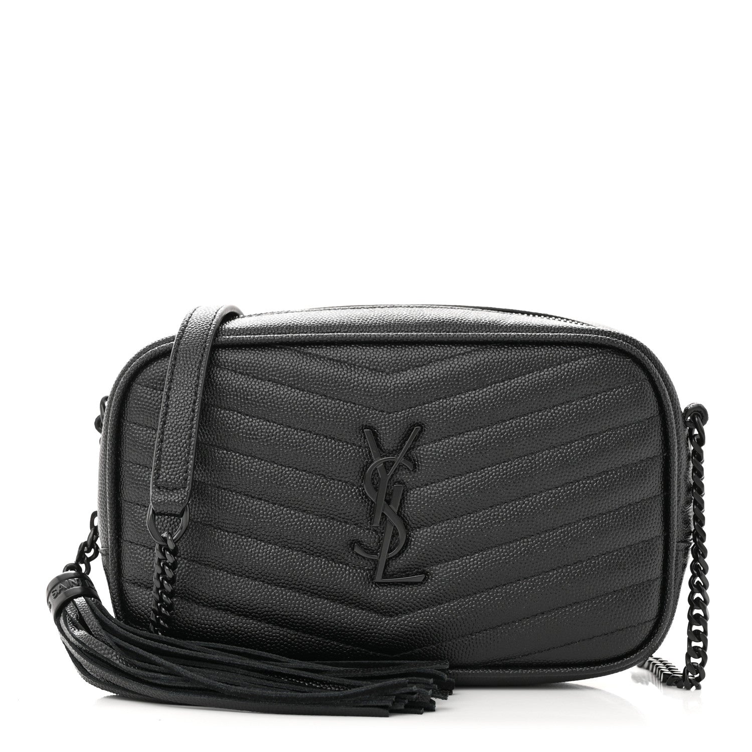 Saint Laurent Grain De Poudre Matelasse Monochrome Monogram Mini Lou Camera Bag Black 1 of 11