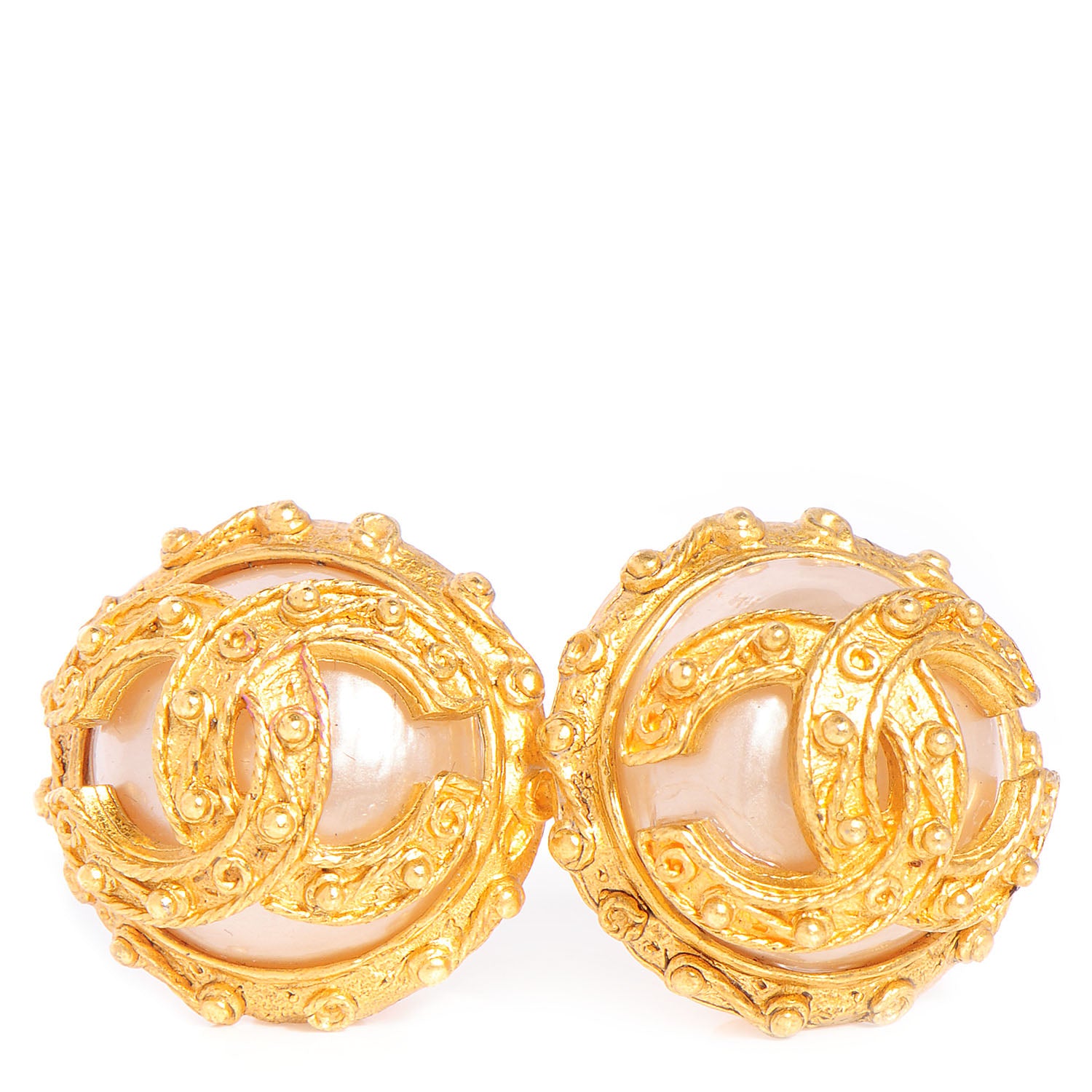 Chanel Pearl CC Clip On Earrings Gold 1 of 5