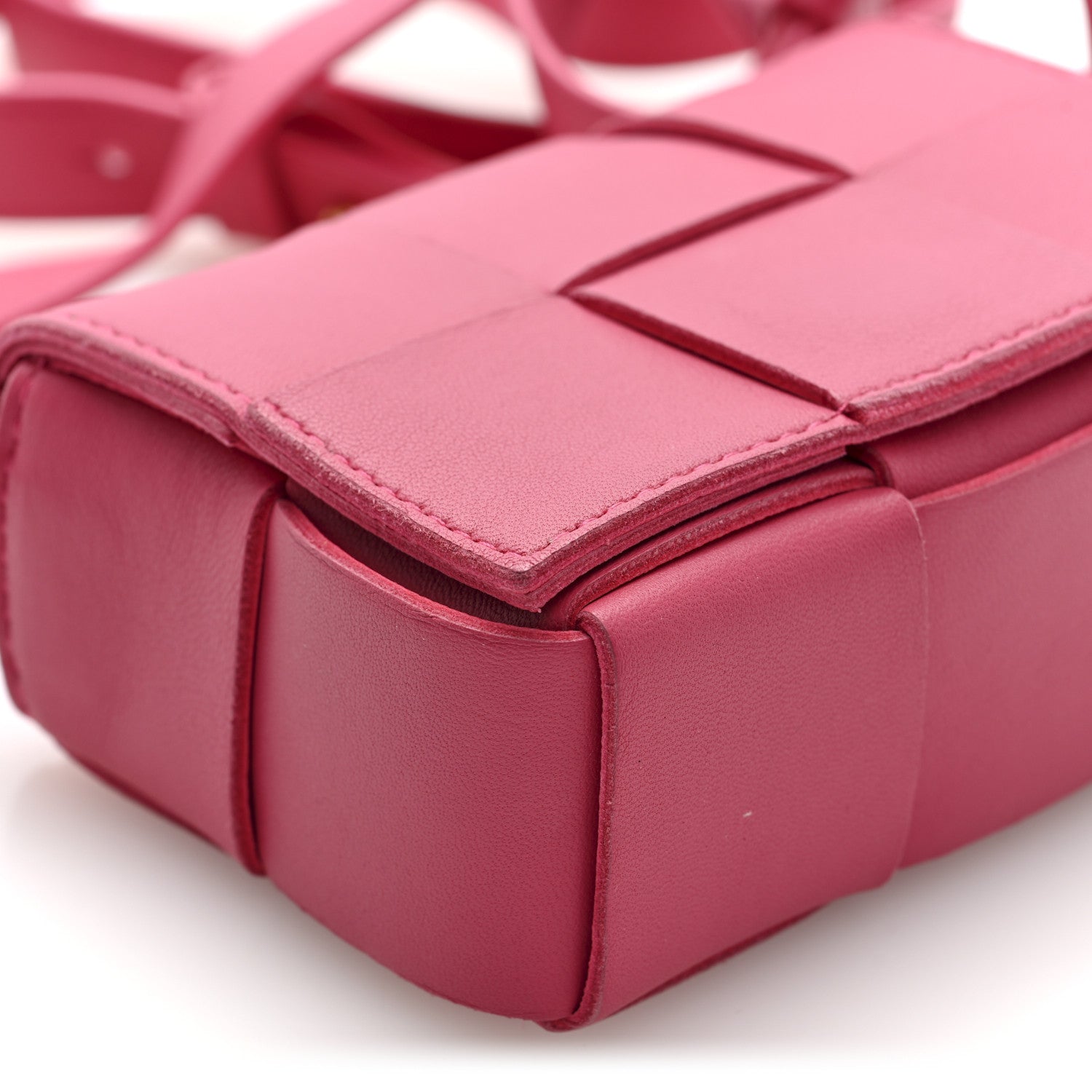 Bottega Veneta Lambskin Maxi Intrecciato Extra Mini Cassette Crossbody Bag Cranberry 8 of 9