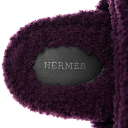 Hermes Woolskin Womens Chypre Sandals 37 Violet Fonce 7 of 9