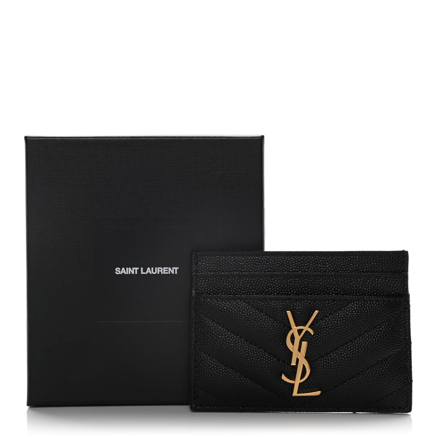 Grain De Poudre Matelasse Chevron Monogram Credit Card Case Black