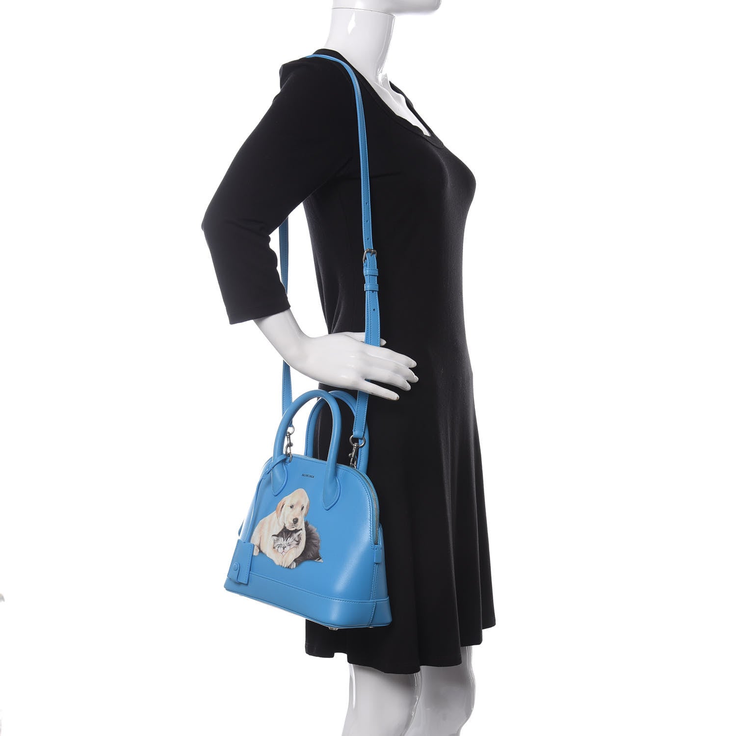 Balenciaga Soft Calfskin Puppy And Kitten S Ville Top Handle Bag Bleu Turquoise 3 of 9