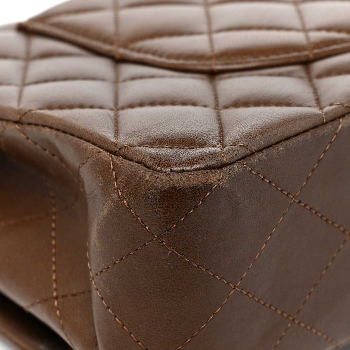Lambskin Quilted Medium Double Flap Brown