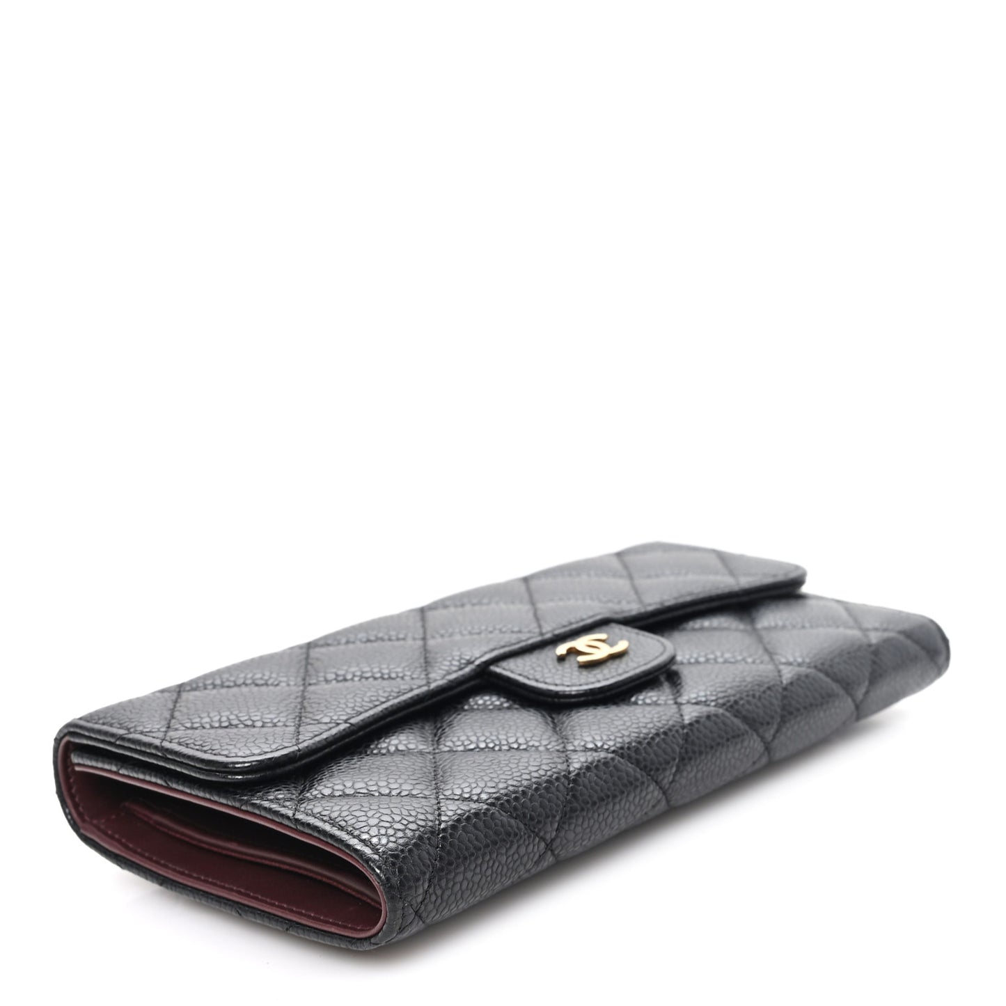 Caviar Quilted Large Flap Wallet Black