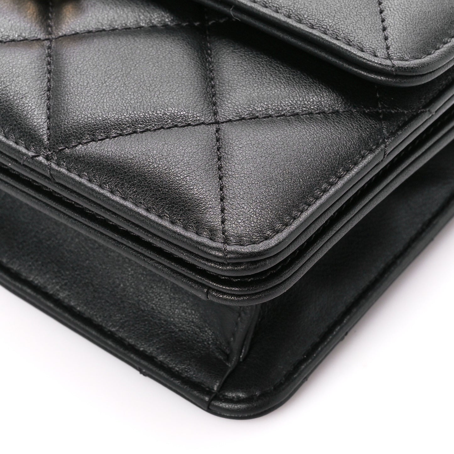 Shiny Calfskin Quilted Mini Metal Top Handle Flap Black
