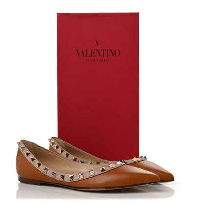 Valentino Garavani Calfskin Nappa Rockstud Ballerina Flats 36 Light Cuir Poudre 9 of 9