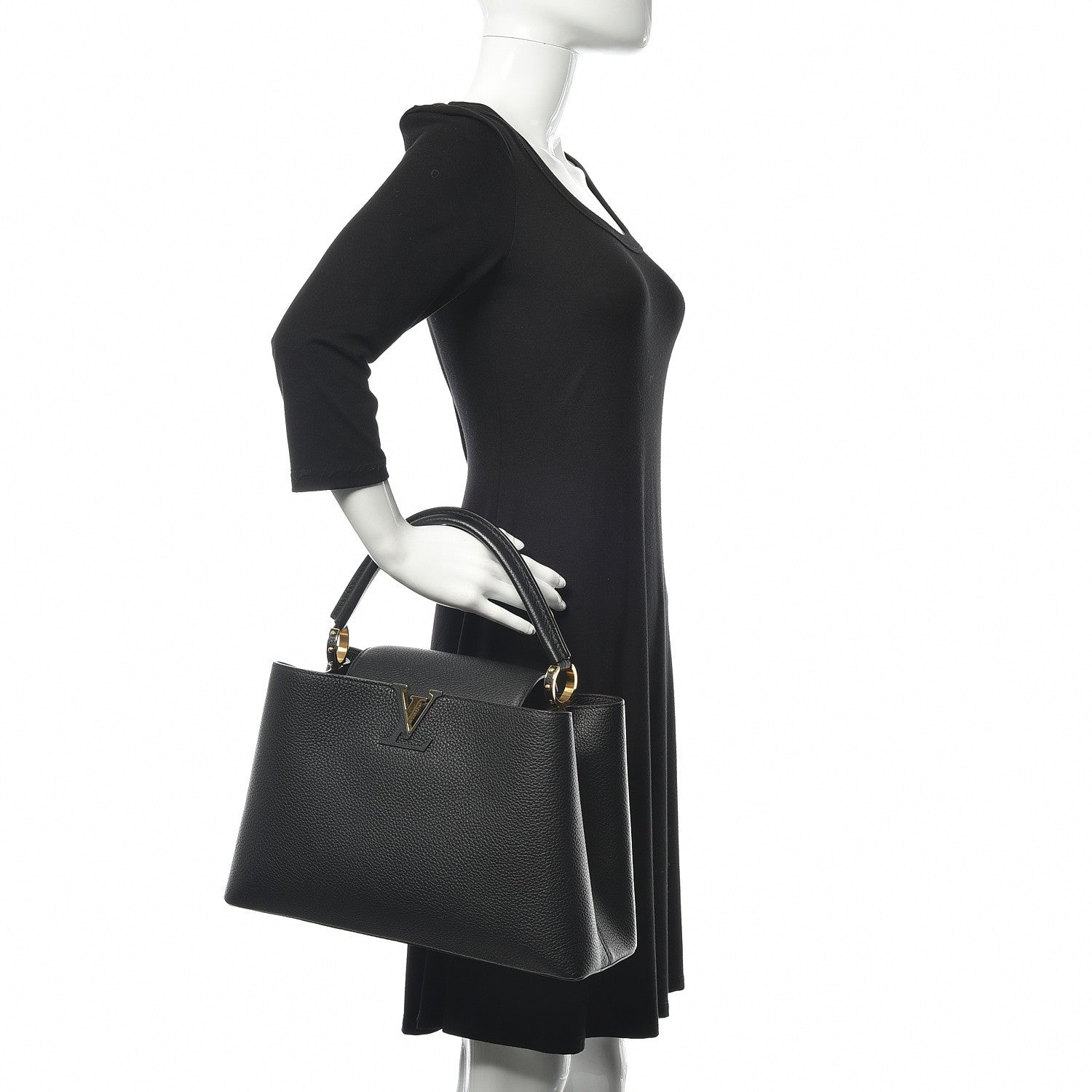 Louis Vuitton Taurillon Capucines MM Black 2 of 11