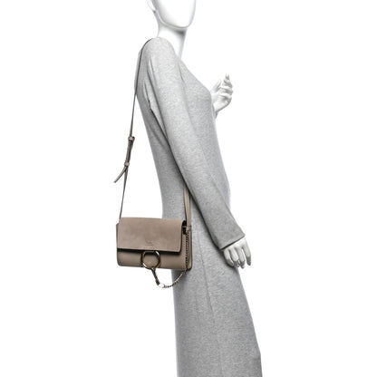 Chloe Suede Calfskin Small Faye Shoulder Bag Motty Grey 2 of 10