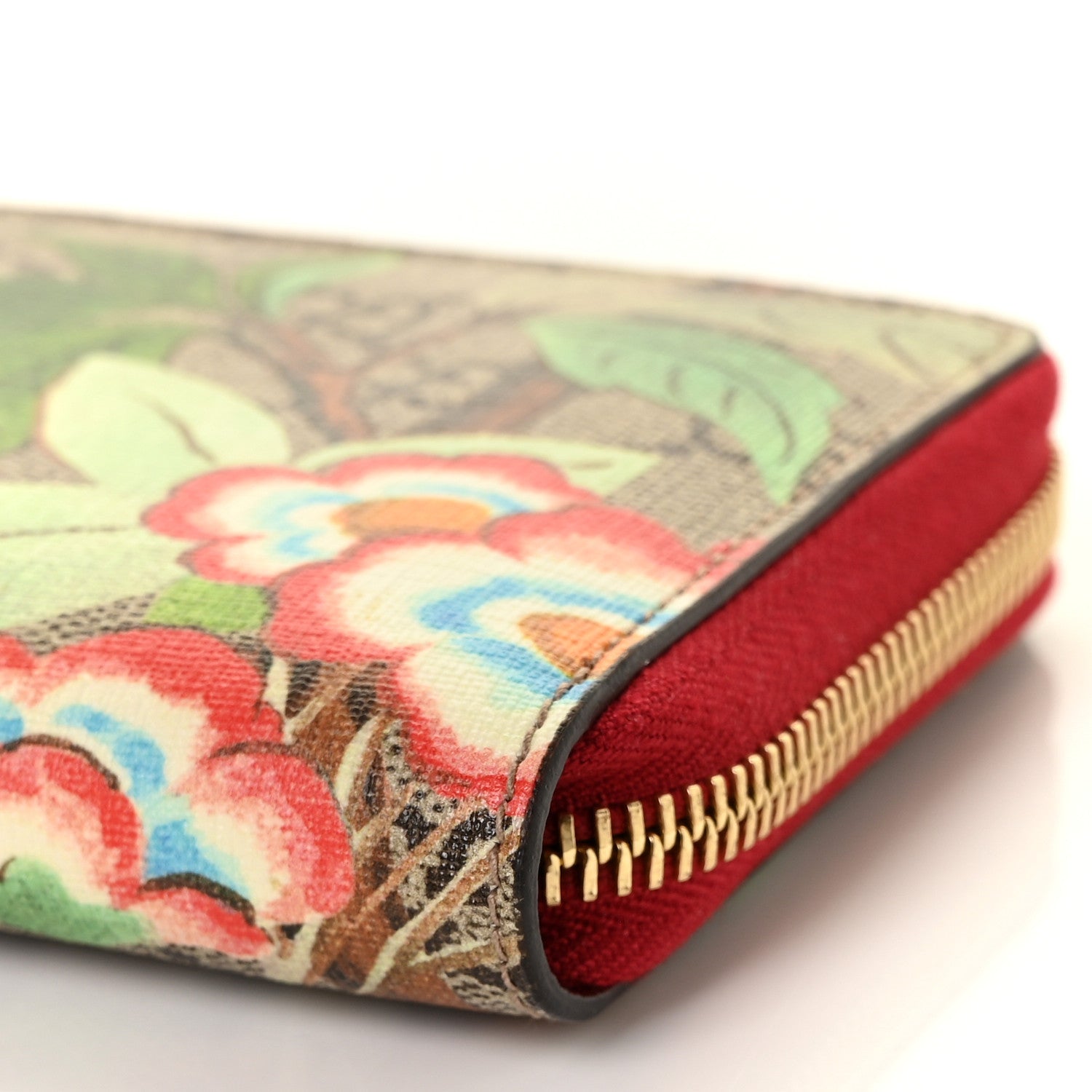 Gucci GG Supreme Monogram Tian Zip Around Wallet Beige Multicolor Red 8 of 9