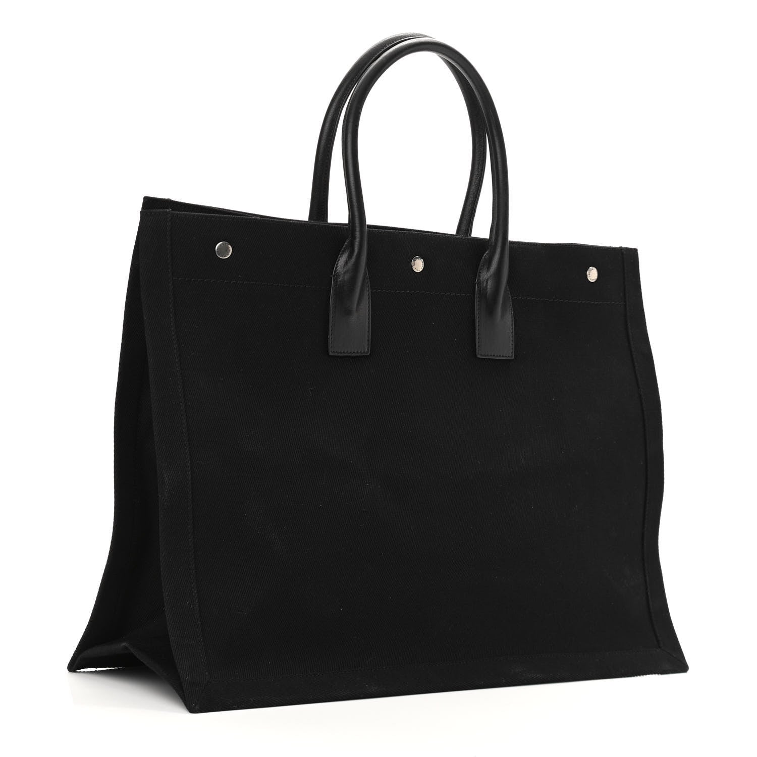 Saint Laurent Linen Calfskin Rive Gauche Tote Black 3 of 9