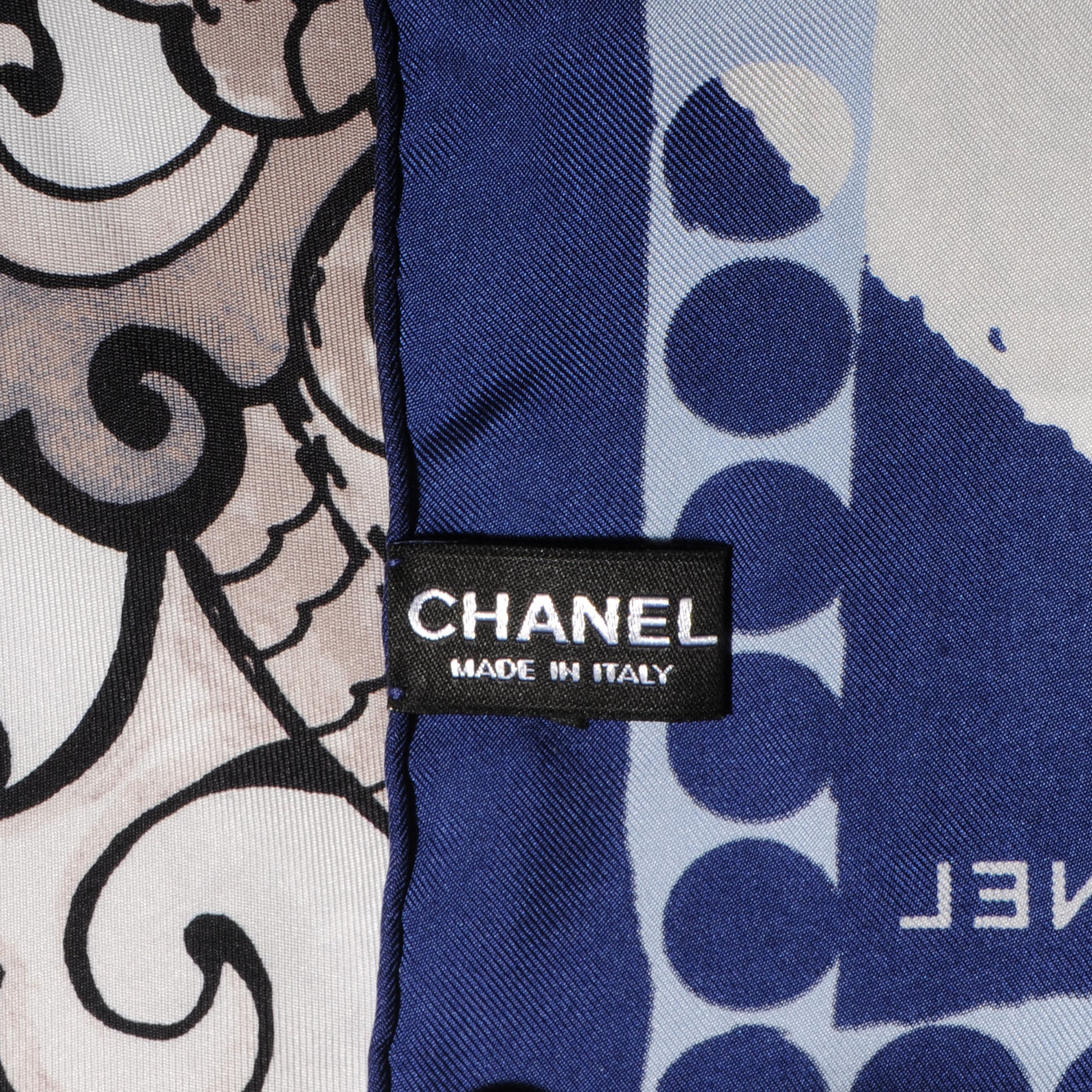 Chanel Silk Dragon CC Scarf Navy 4 of 5