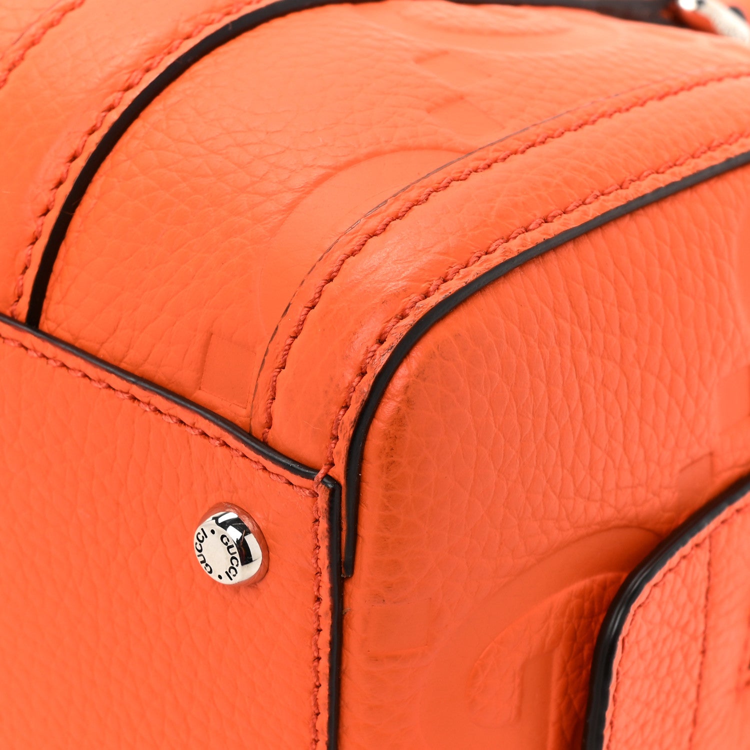 Gucci Piuma Calfskin Jumbo GG Embossed Mini Duffle Bag Good Orange 13 of 13