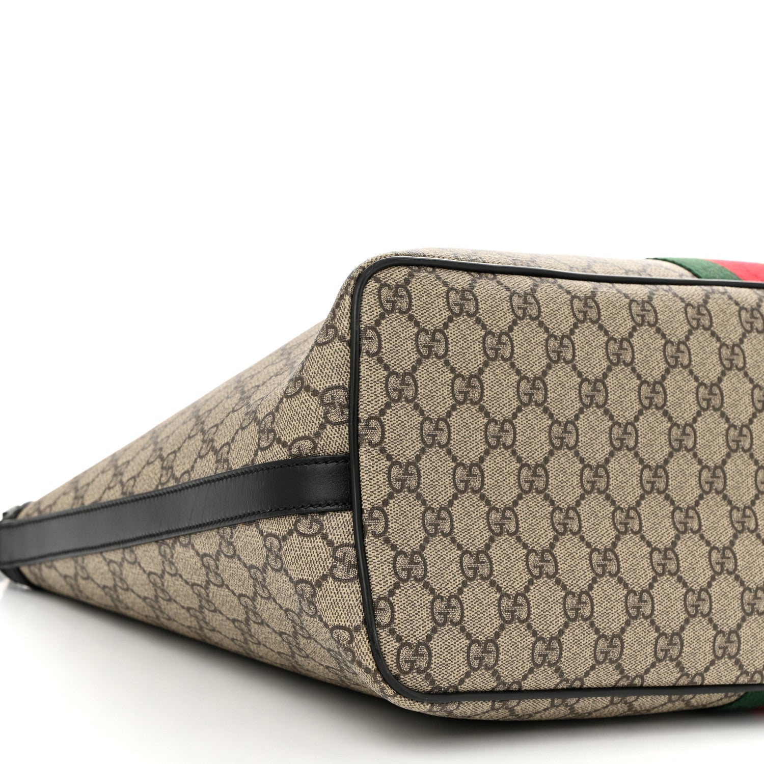 Gucci GG Supreme Monogram Web Medium Zippered Tote Beige Black 9 of 12