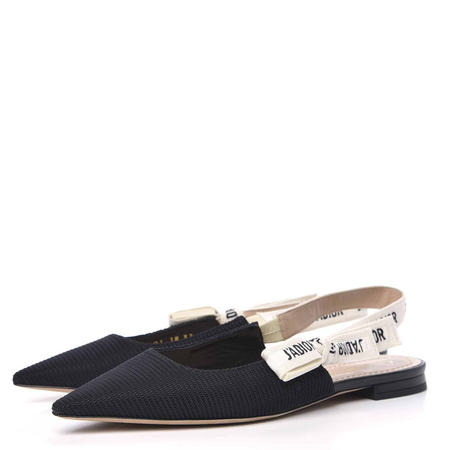 Christian Dior Technical Canvas Ribbon J'Adior Slingback Ballet Flats 37 Black 3 of 10