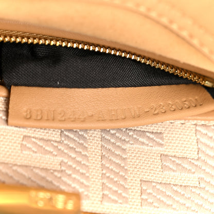 Fendi Vitello Seta Canvas FF Embroidered Mini Peekaboo Iconic Satchel Miele Scuro Poudre 7 of 12