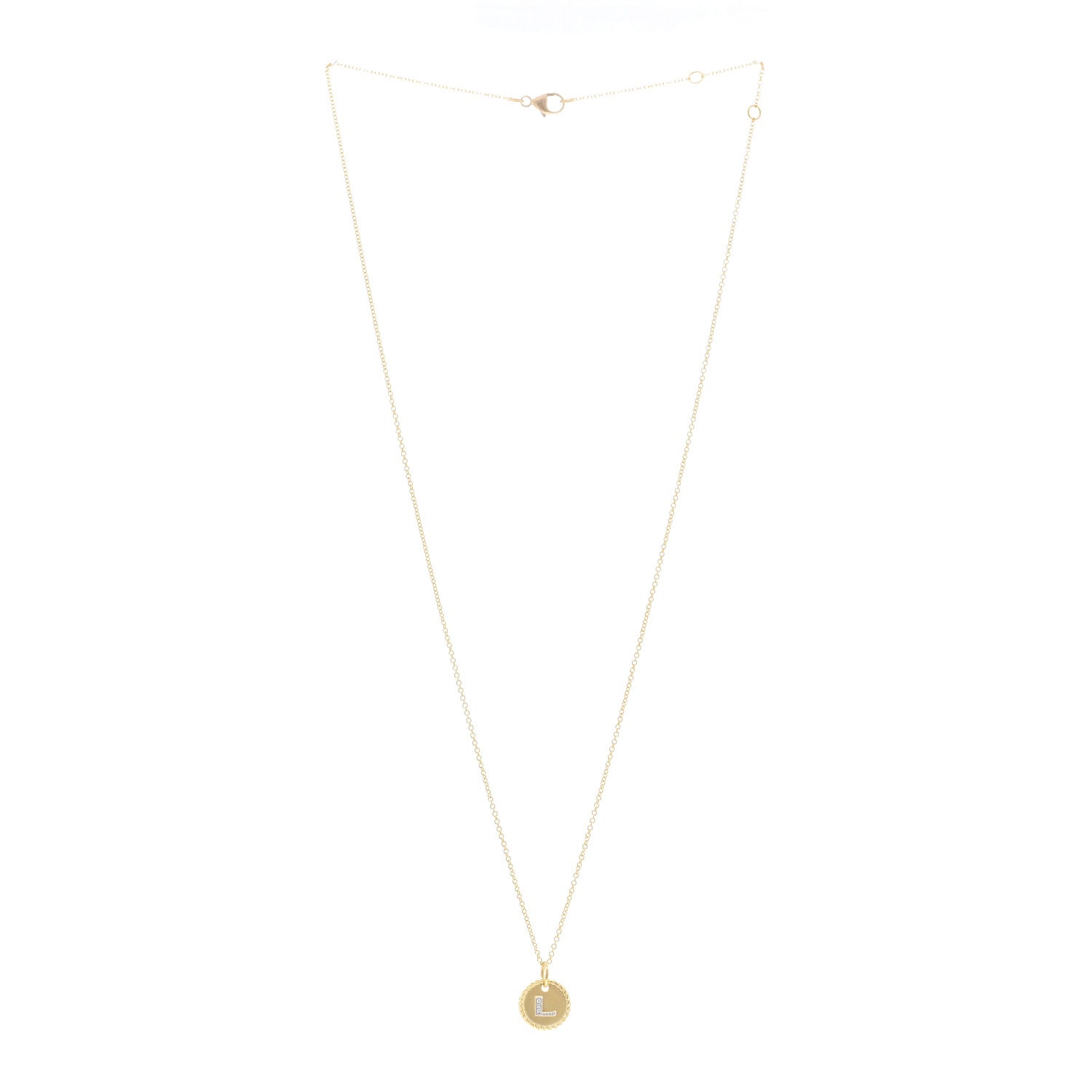 David Yurman 18K Yellow Gold Diamond Initial L Charm Pendant Necklace 3 of 5