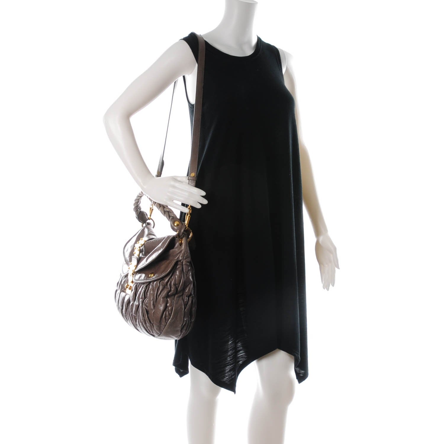 Miu Miu Nappa Matelasse Coffer Hobo Fumo 2 of 9