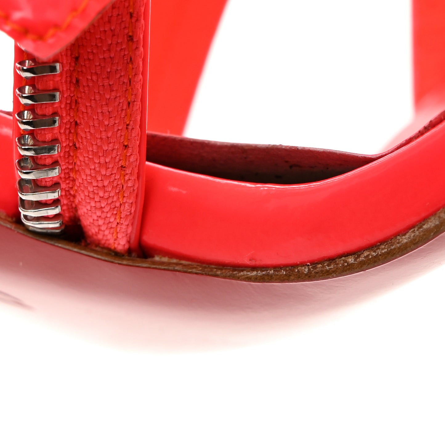 Patent Unzip Booty 100 Sandals 39.5 Fluo Pink Silver