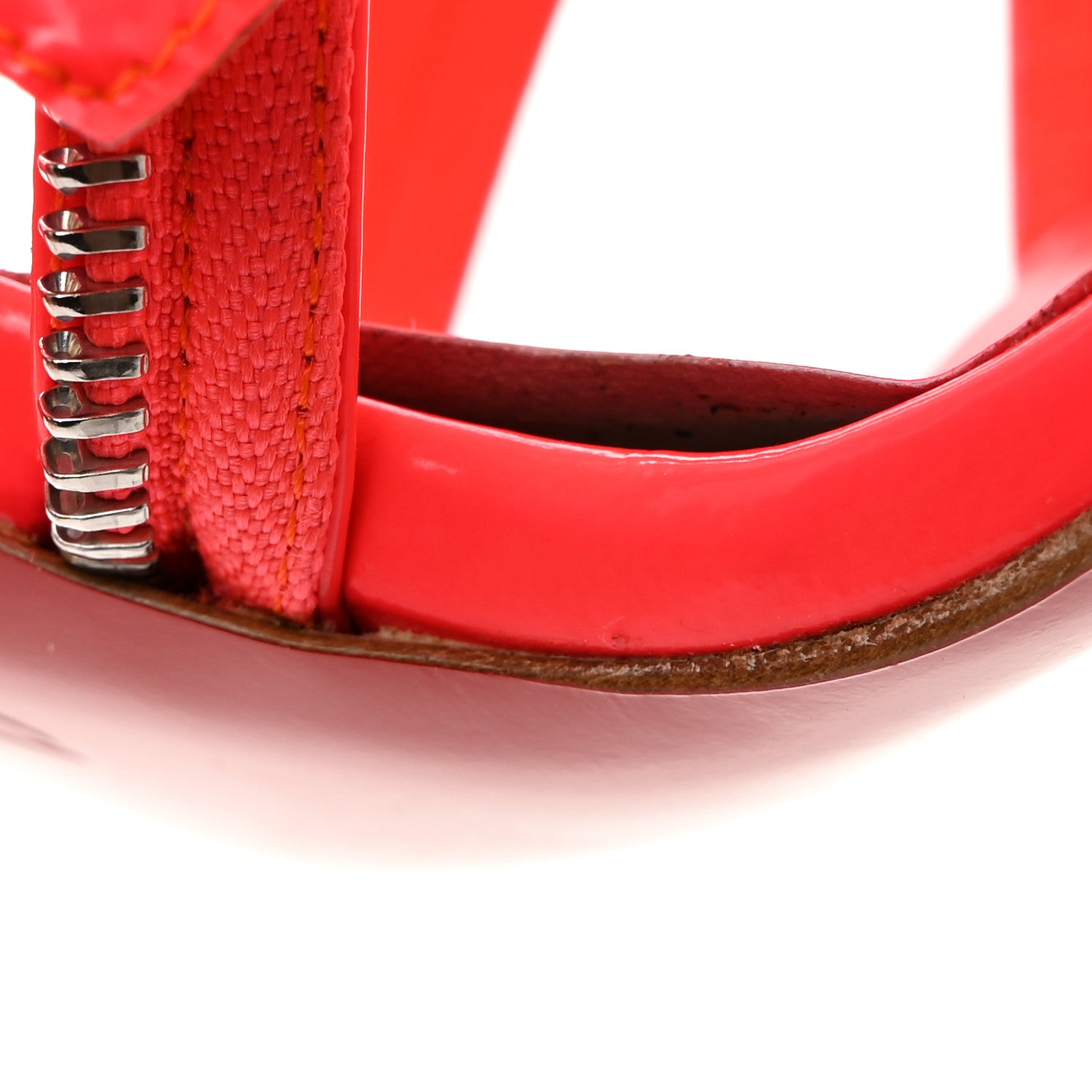 Christian Louboutin Patent Unzip Booty 100 Sandals 39.5 Fluo Pink Silver 8 of 10