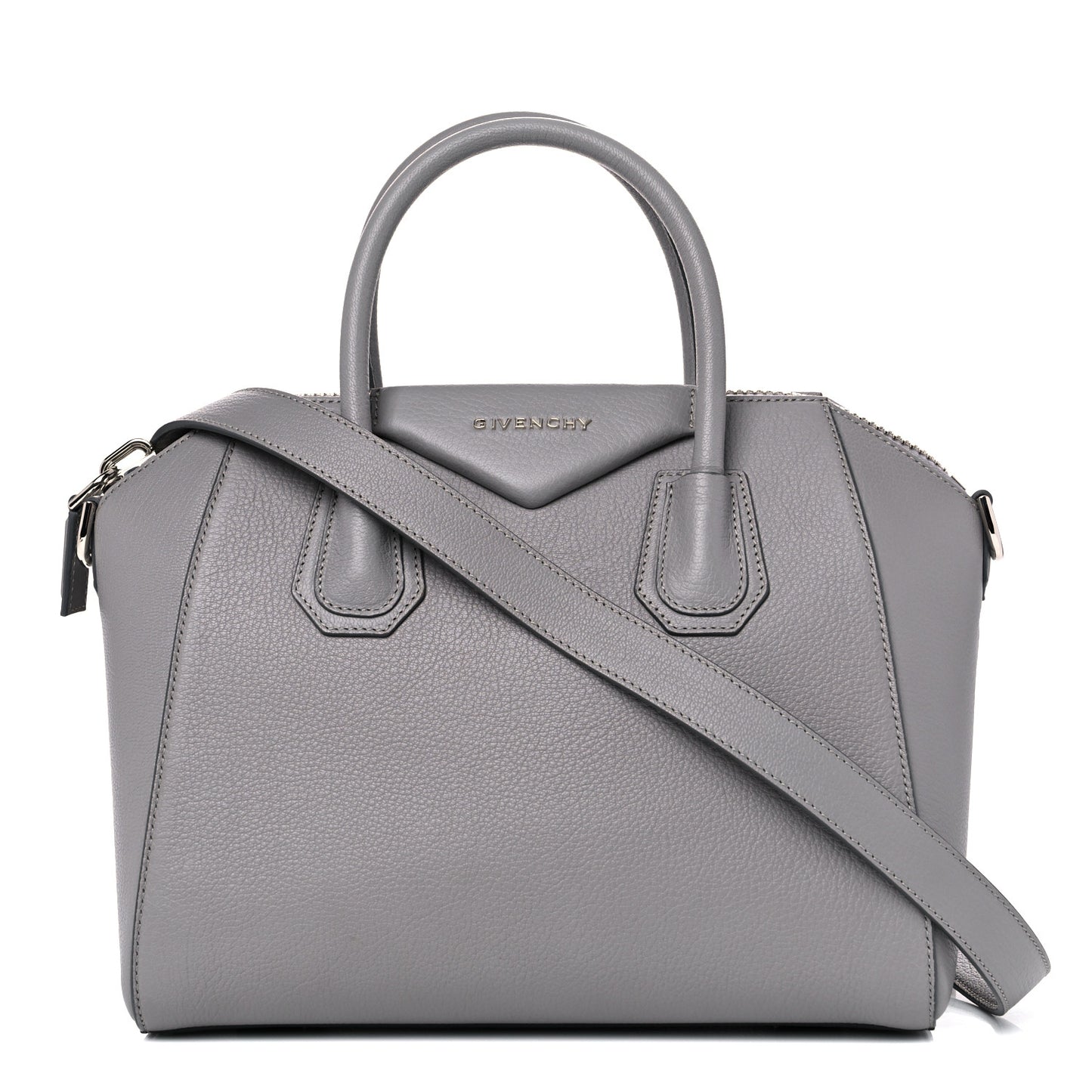 Sugar Goatskin Small Antigona Pearl Grey