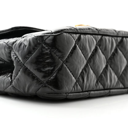 Chanel Shiny Crumpled Calfskin Quilted Small Wavy CC Hobo Black 9 of 11