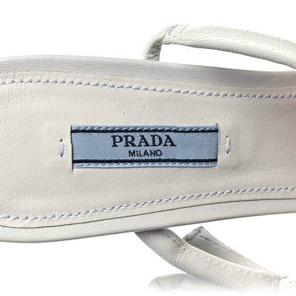 Prada Nappa Bow Strappy 55mm Sandals 38.5 White 7 of 8