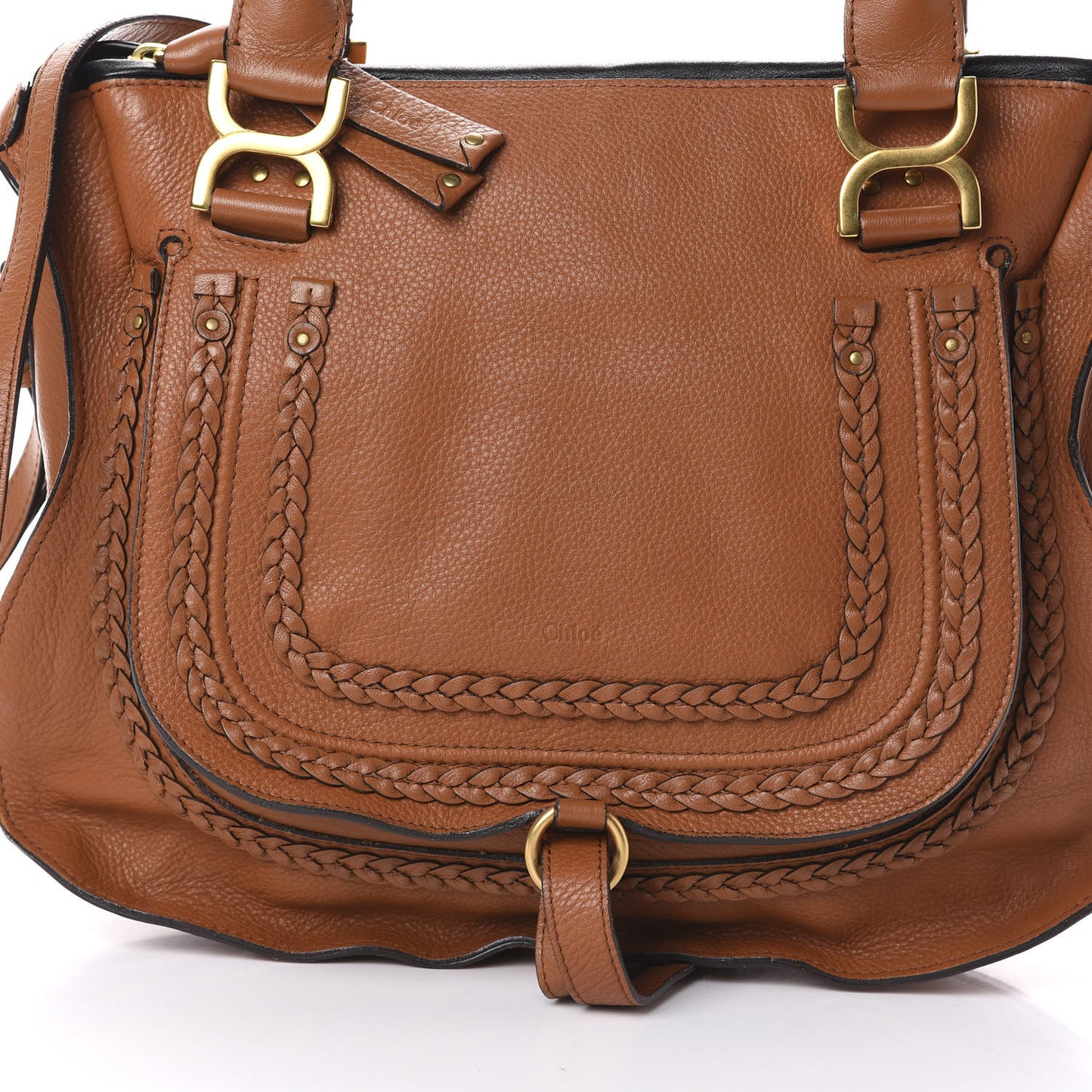 Calfskin Braided Medium Marcie Satchel Tan