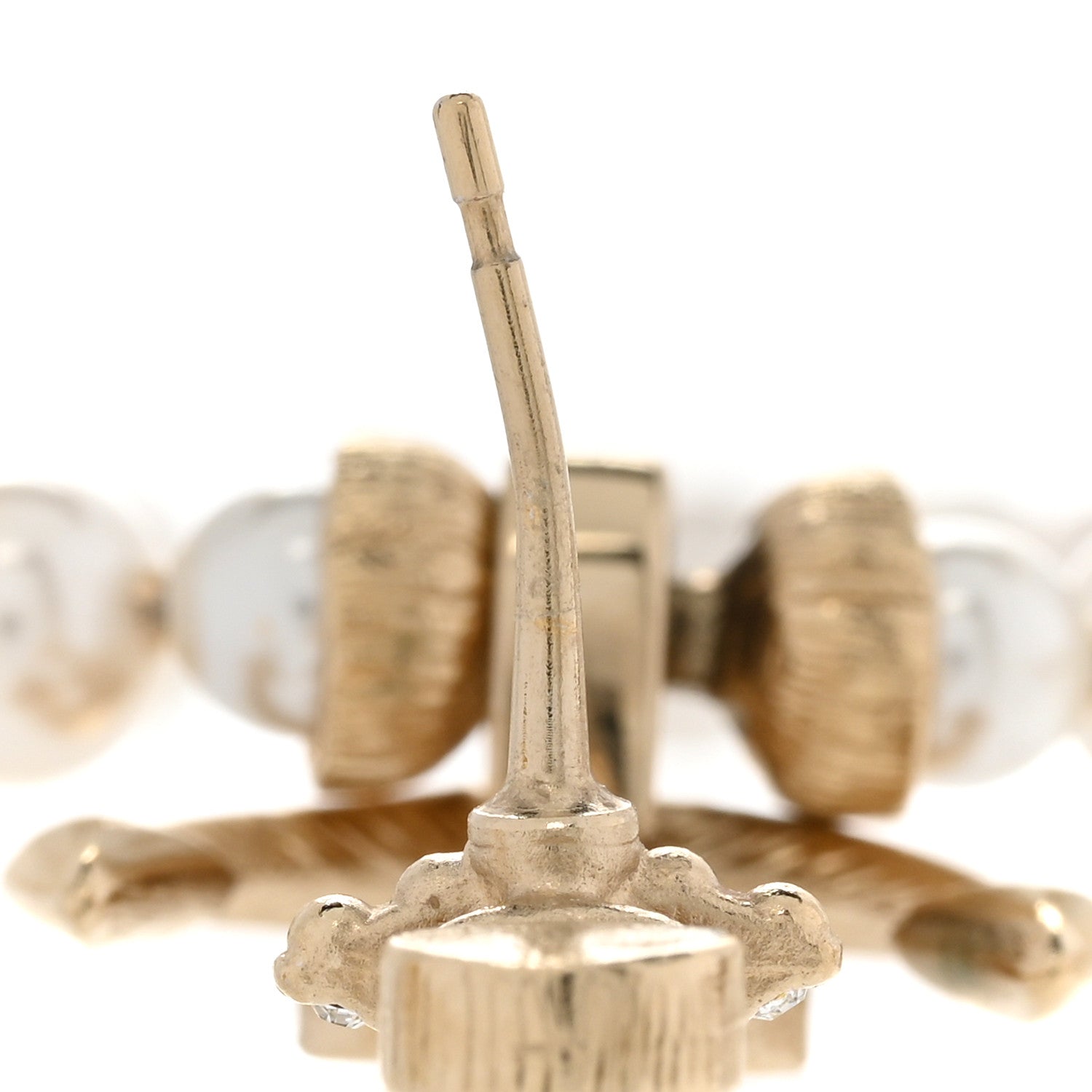 Chanel Pearl Crystal Chanel Anchor CC Hoop Earrings Gold 5 of 5