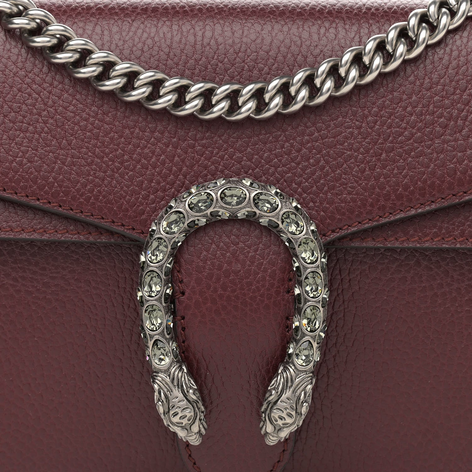Gucci Dollar Calfskin Crystal Small Dionysus Shoulder Bag Vintage Bordeaux 8 of 10