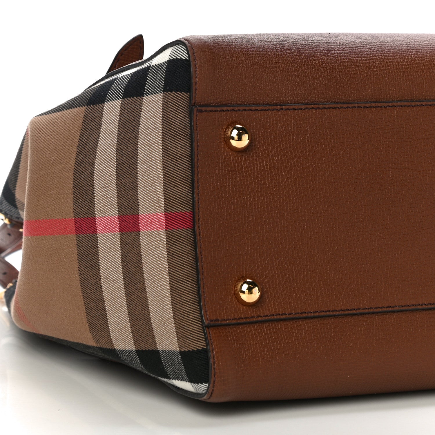 Burberry Grainy Calfskin House Check Small Canterbury Tote Tan 8 of 9