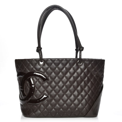 Chanel Calfskin Quilted Large Cambon Tote Brown 1 of 7
