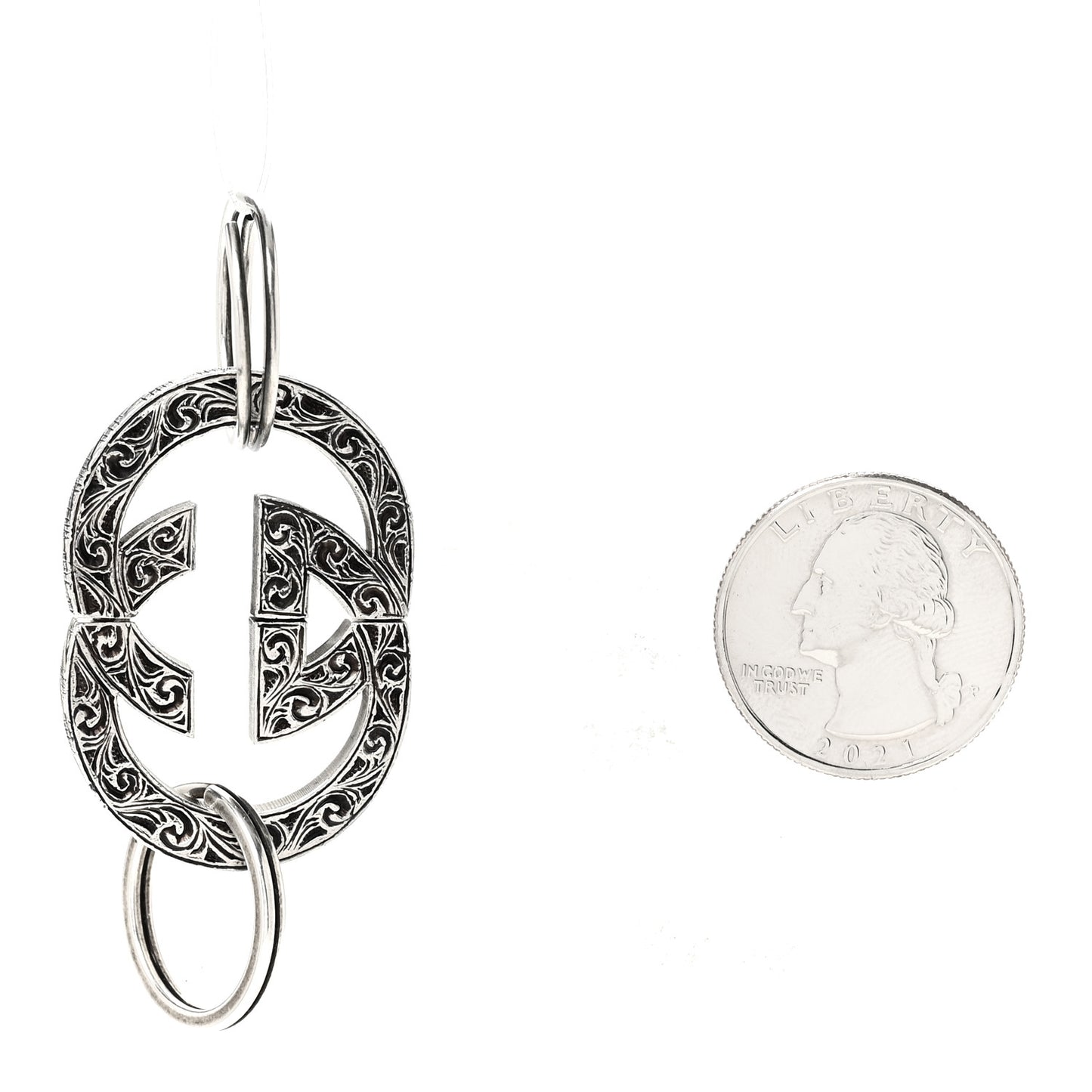 Metal Interlocking GG Keyring Silver