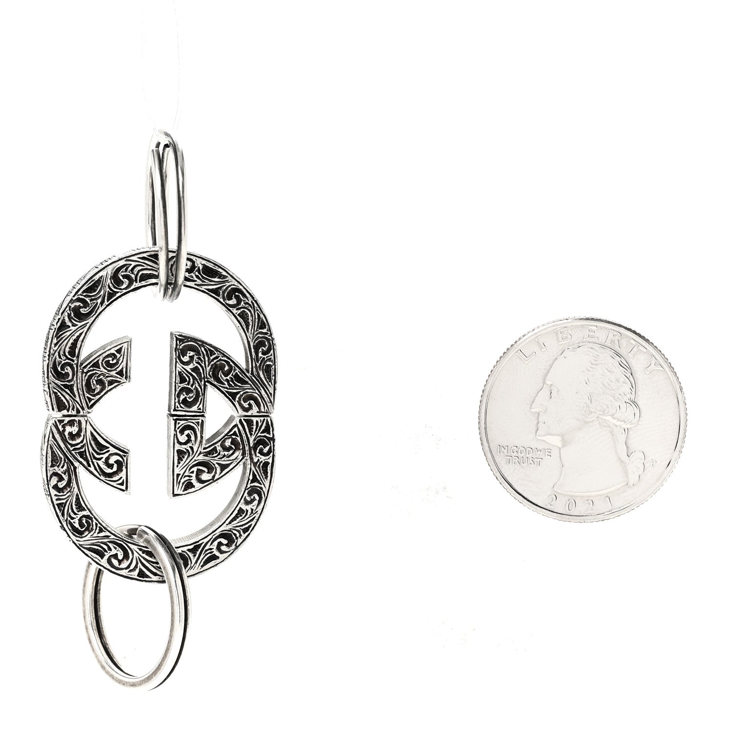 Gucci Metal Interlocking GG Keyring Silver 2 of 5